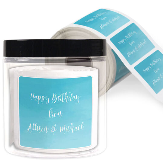 Blue Ombre Square Gift Stickers in a Jar